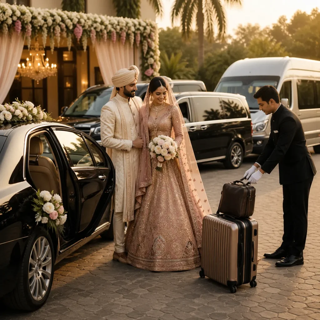 Luxury wedding arrival