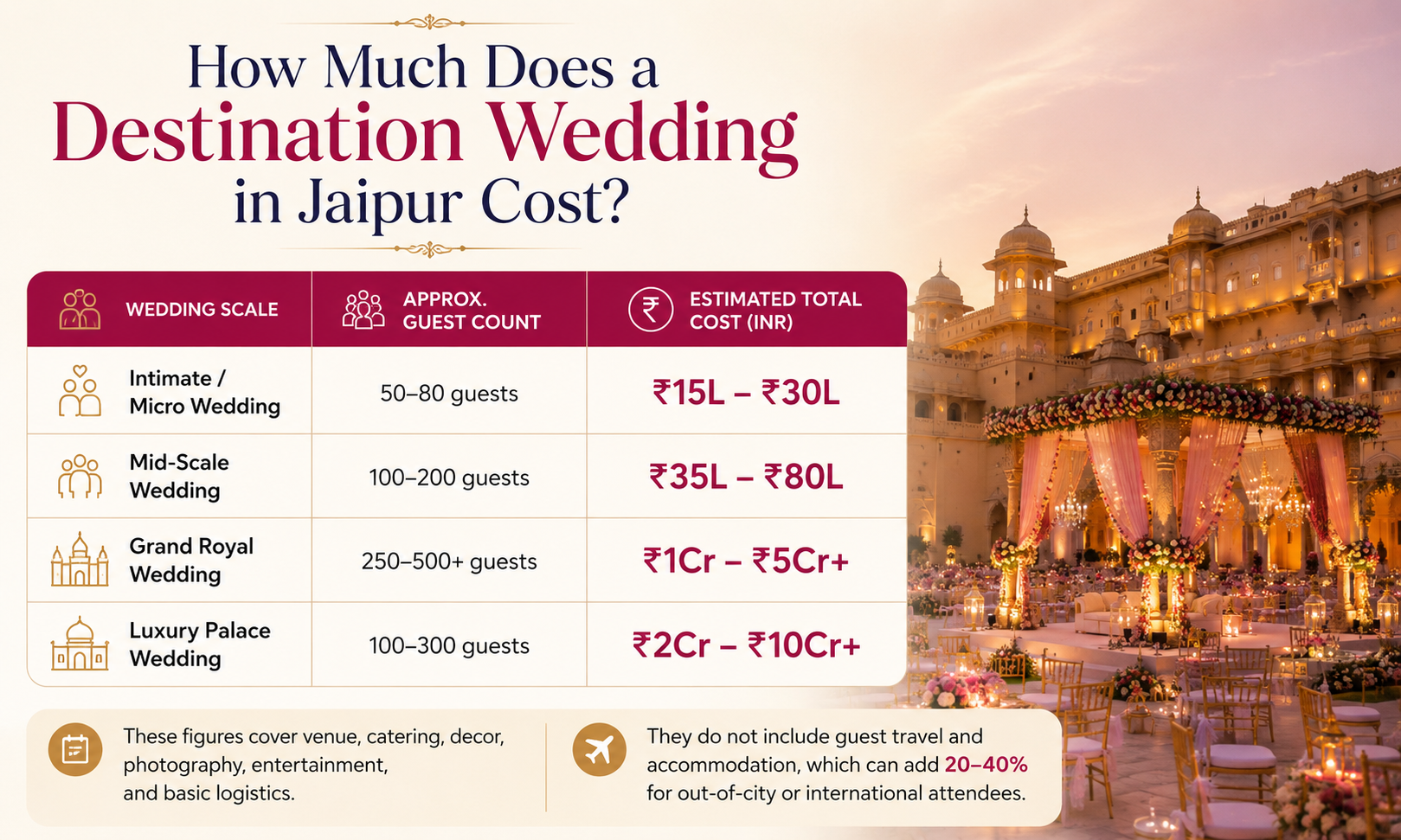 Destination wedding costs in Jaipur