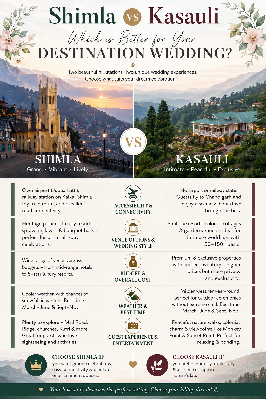 Shimla vs Kasauli - Which is Better for Destination Wedding